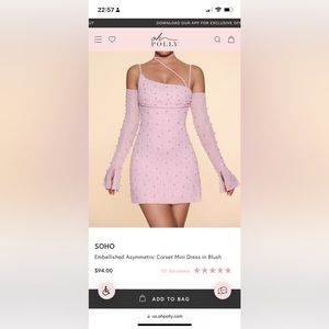 OhPolly Embellished Asymmetric Corset Mini Dress in Blush